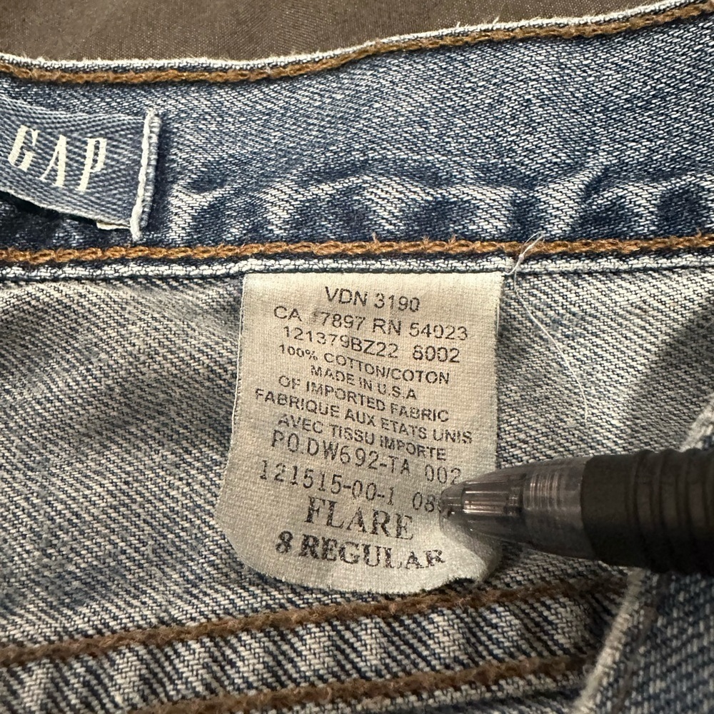 Vintage Y2k Gap Jeans Women 8R Blue Flare Medium Wash Cotton Distressed - Picture 6 of 12